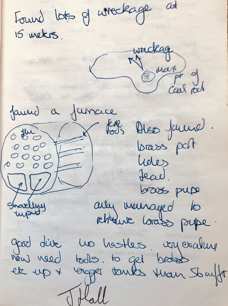 Logbook from the divs on Coal Rock